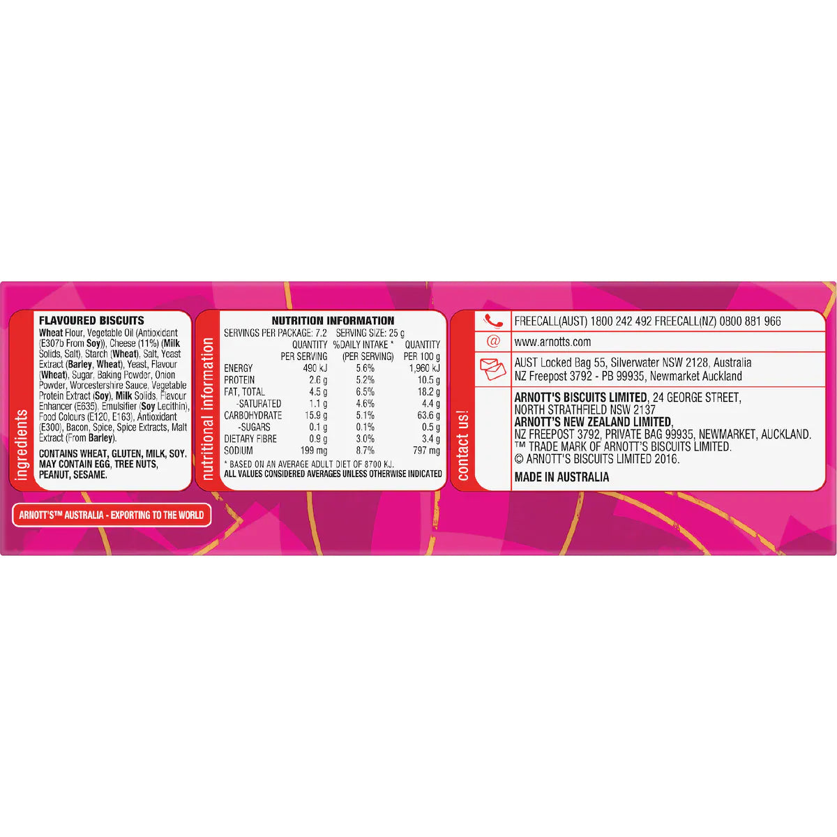 Arnott's Shapes Cheese & Bacon Cracker Biscuits