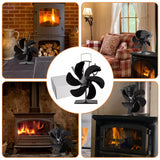 6 Blades Fireplace Stove Fan Heat Cocoon Self-Powered Wood Top Burner Eco Heater