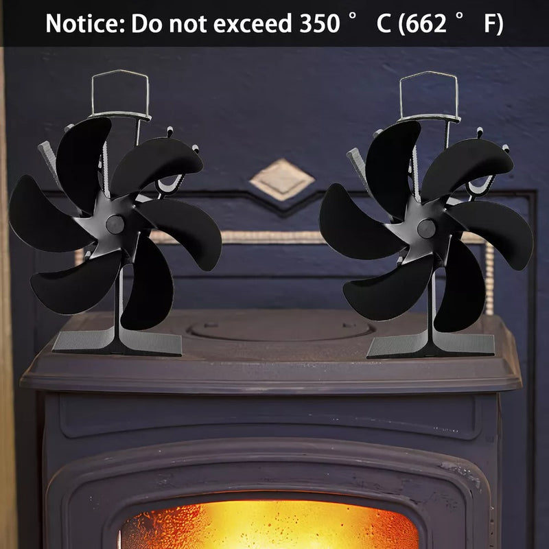 6 Blades Fireplace Stove Fan Heat Cocoon Self-Powered Wood Top Burner Eco Heater