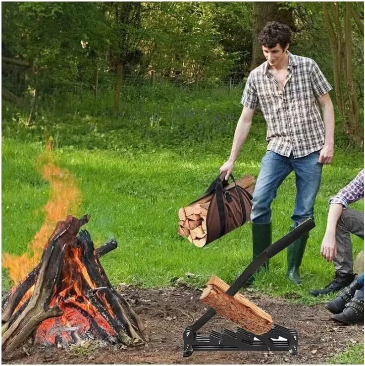 Wall Mounted Kindling Splitter Portable Log Splitter with Firewood Carrying Bag