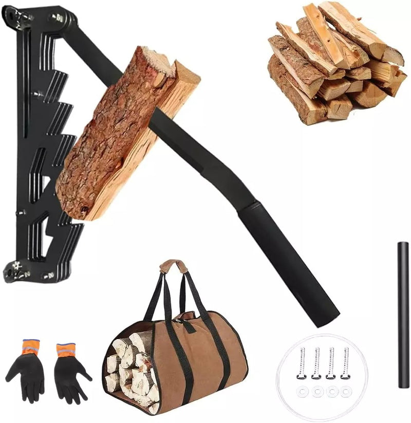 Wall Mounted Kindling Splitter Portable Log Splitter with Firewood Carrying Bag